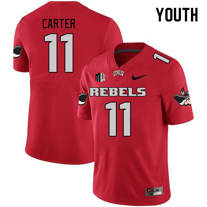 Youth #11 Zavier Carter UNLV Rebels 2023 College Football Jerseys Stitched-Scarlet - Click Image to Close